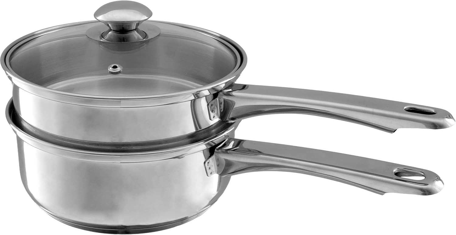6 Cup Double Boiler Pot Set – 1.5 Quart Stainless-Steel Saucepan 2-in-1 with …