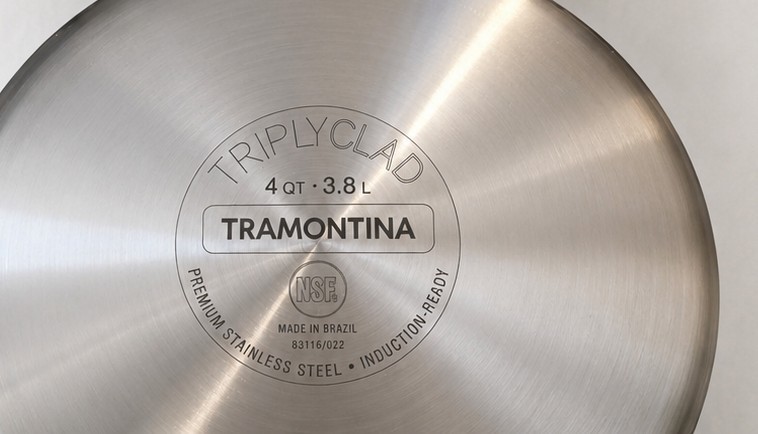 Tramontina Tri-Ply Clad 4 Qt Stainless Steel Sauce Pan w/ Lid Induction New
