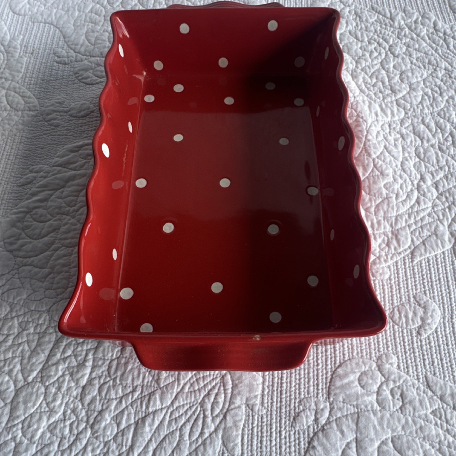 ChefStyle 3 Qt Red/White Polka Dot Rectangular Ceramic Casserole Dish 500°F
