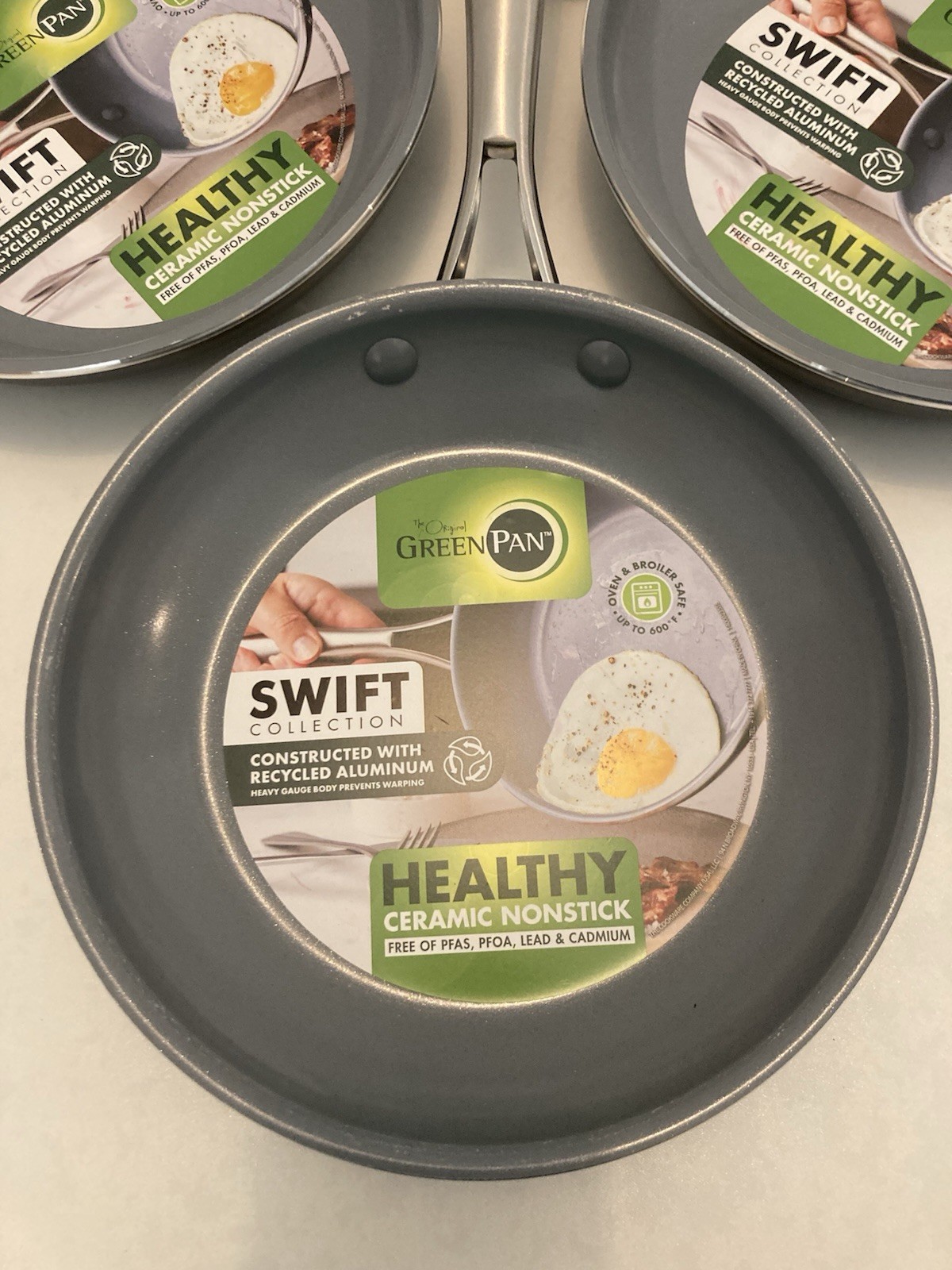GreenPan Swift Ceramic Nonstick 8″ Frying Pan Skillet Stainless Steel Lot Of 5