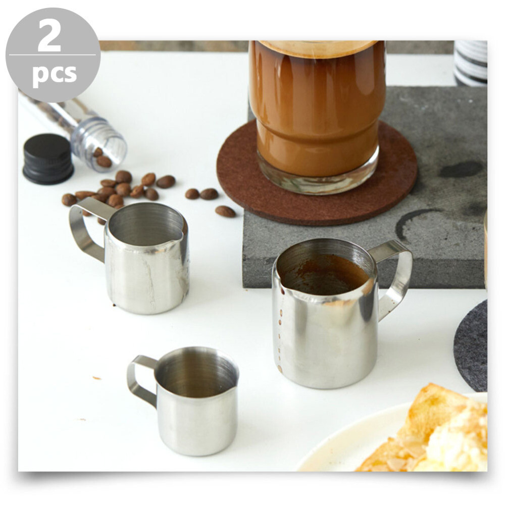 2Pcs Steaming Pitcher Stainless Steel Sauce Jugs Espresso Measuring Cup 57ml US