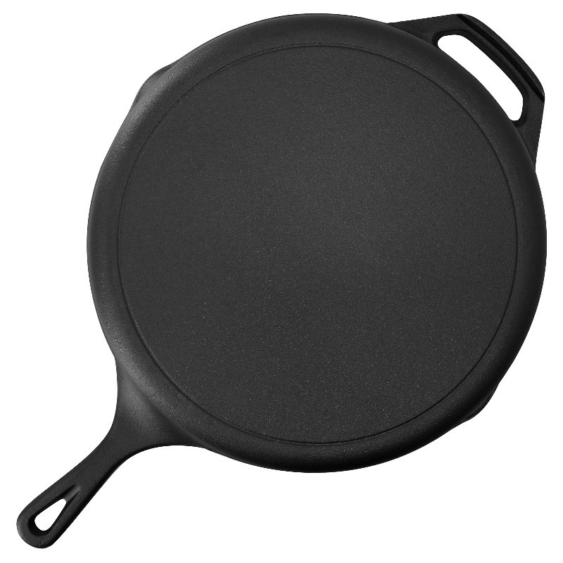 12 in Oven Safe Cast Iron Skillet with Tempered Glass Lid