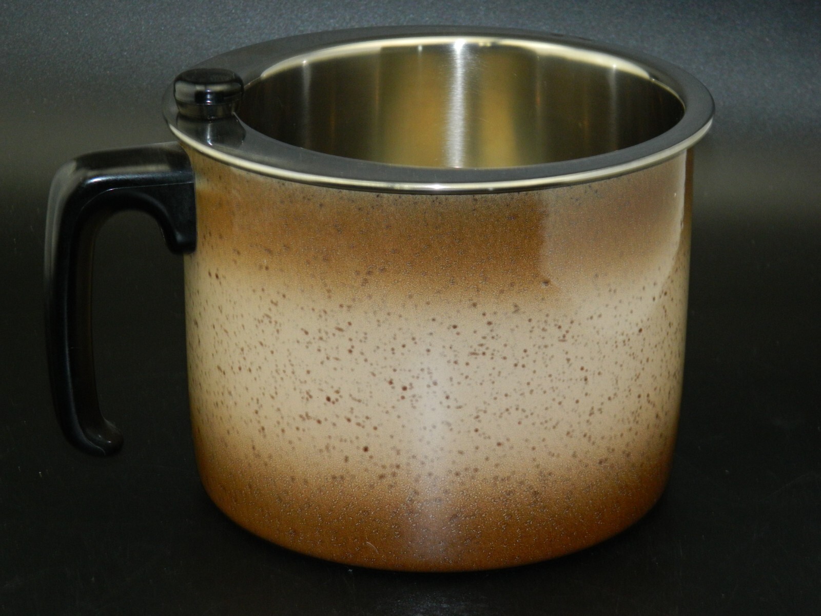 Water Bath Cooker Simmer Pot 1.5 Liters Stainless and Enamel. Vintage Brookstone