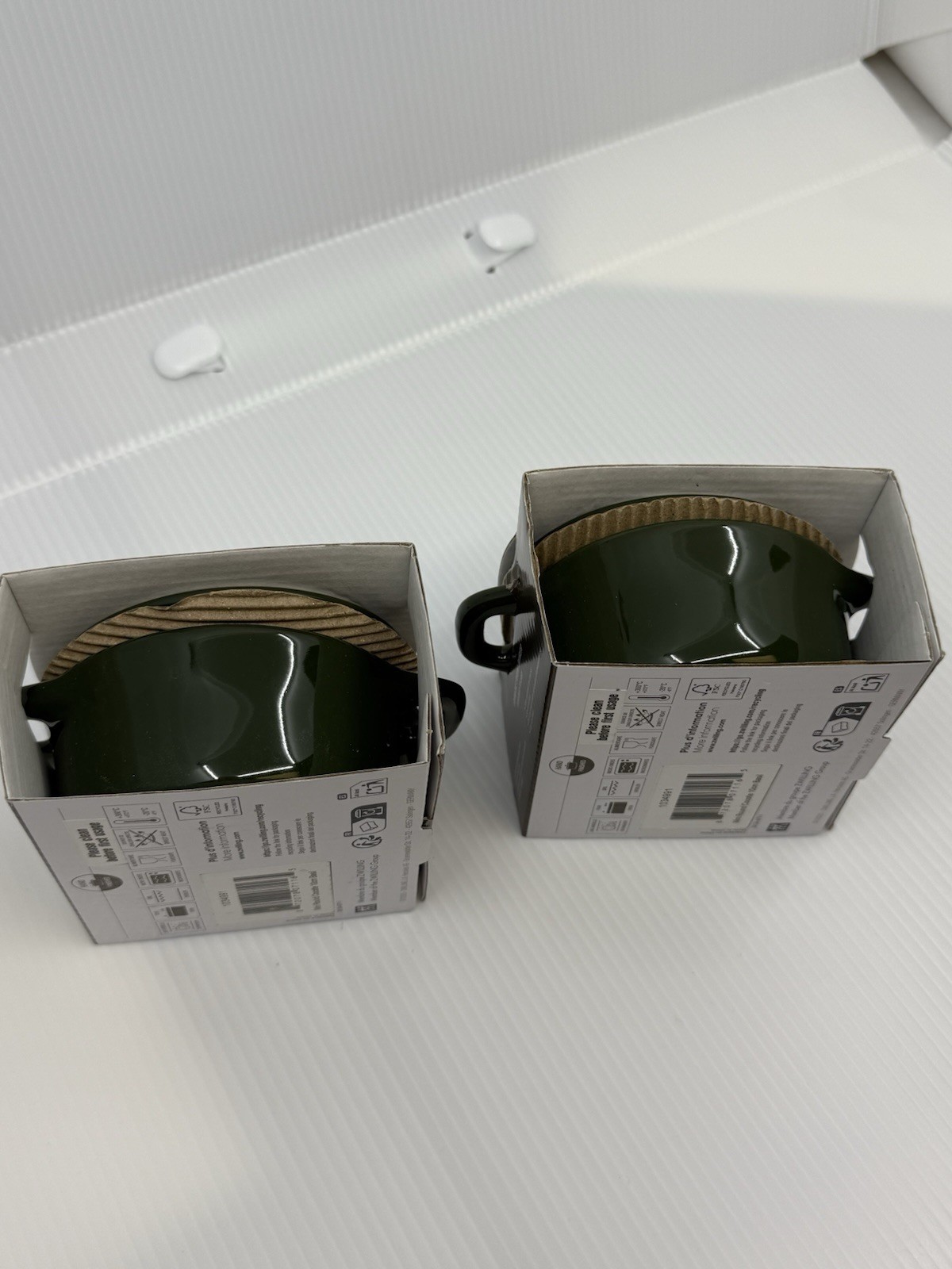 Staub Mini Cocotte Basil Green Ceramic Set of 2, 10cm, Dishwasher Safe