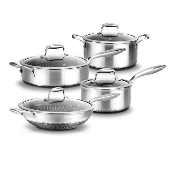 NutriChef Kitchenware Pots & Pans Set – Triply Stainless Steel Cookware,