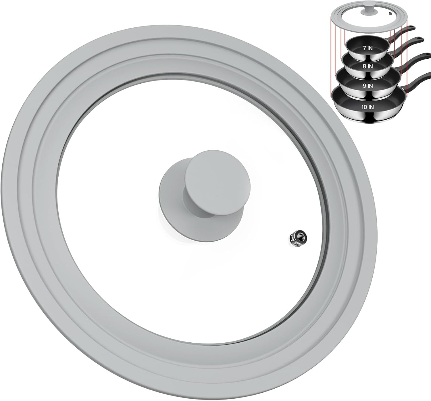 Universal Lid for Pots, Pans, and Skillets – Tempered Glass Lid with Silicone Ri