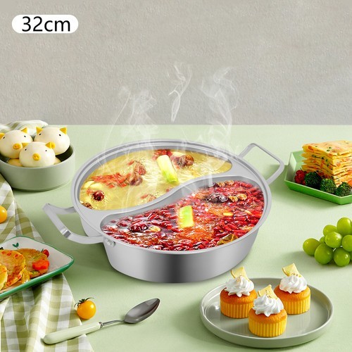 Double-flavor Hot Pot Hot Pot with Divider Hot Pot with Clear Lid