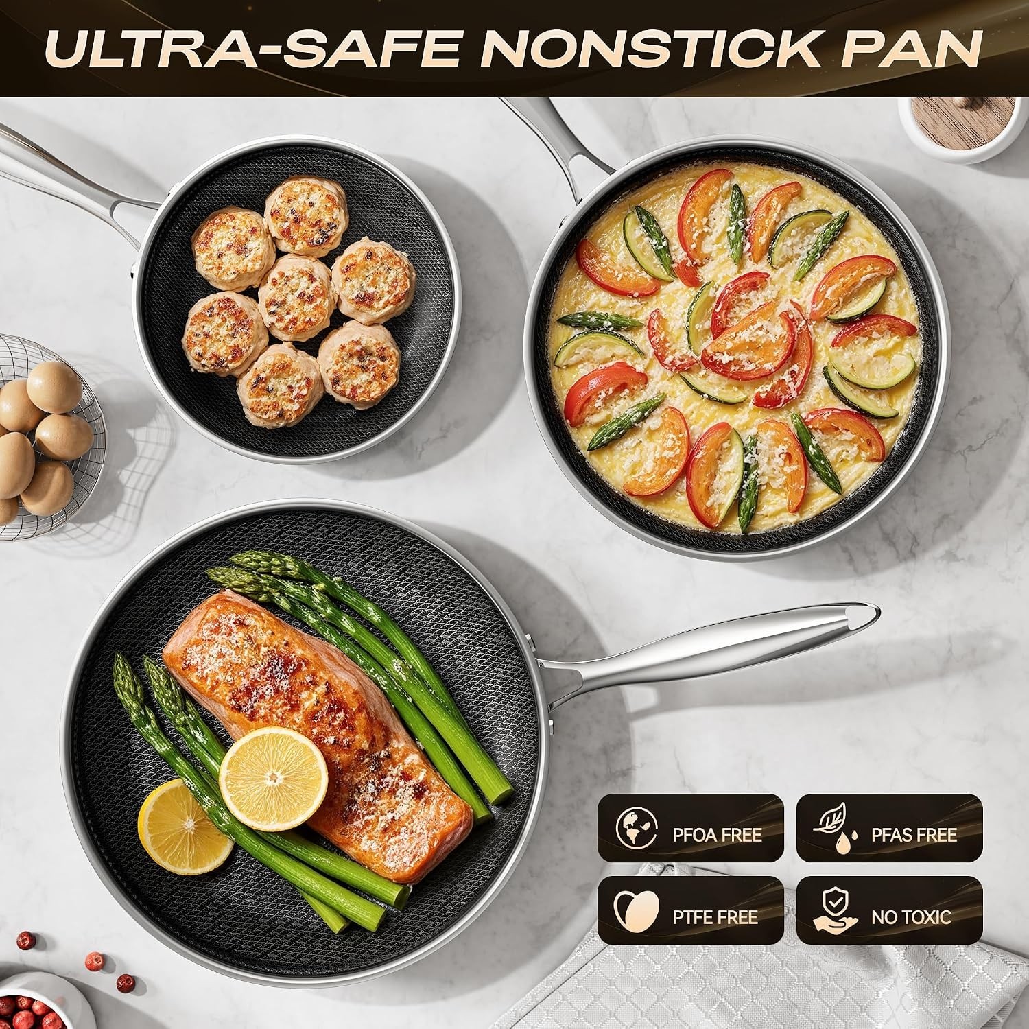 Hybrid Nonstick 12 Inch Frying Pan,Non stick Frying Pan,Stay-Cool Handle, Dis…