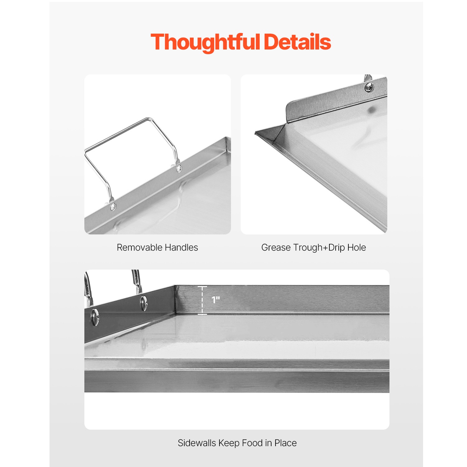 23×16 in Flat Top Griddle Stainless Steel BBQ Grill Pan