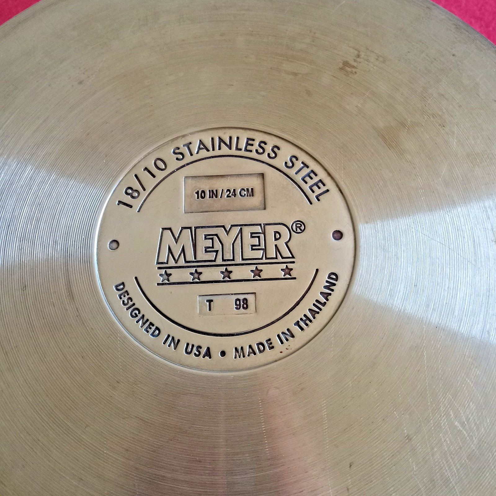 MEYER 10 IN 18/10 STAINLESS STEEL T 98 SKILLET U.S.A./THAILAND E.U.C. FRY PAN