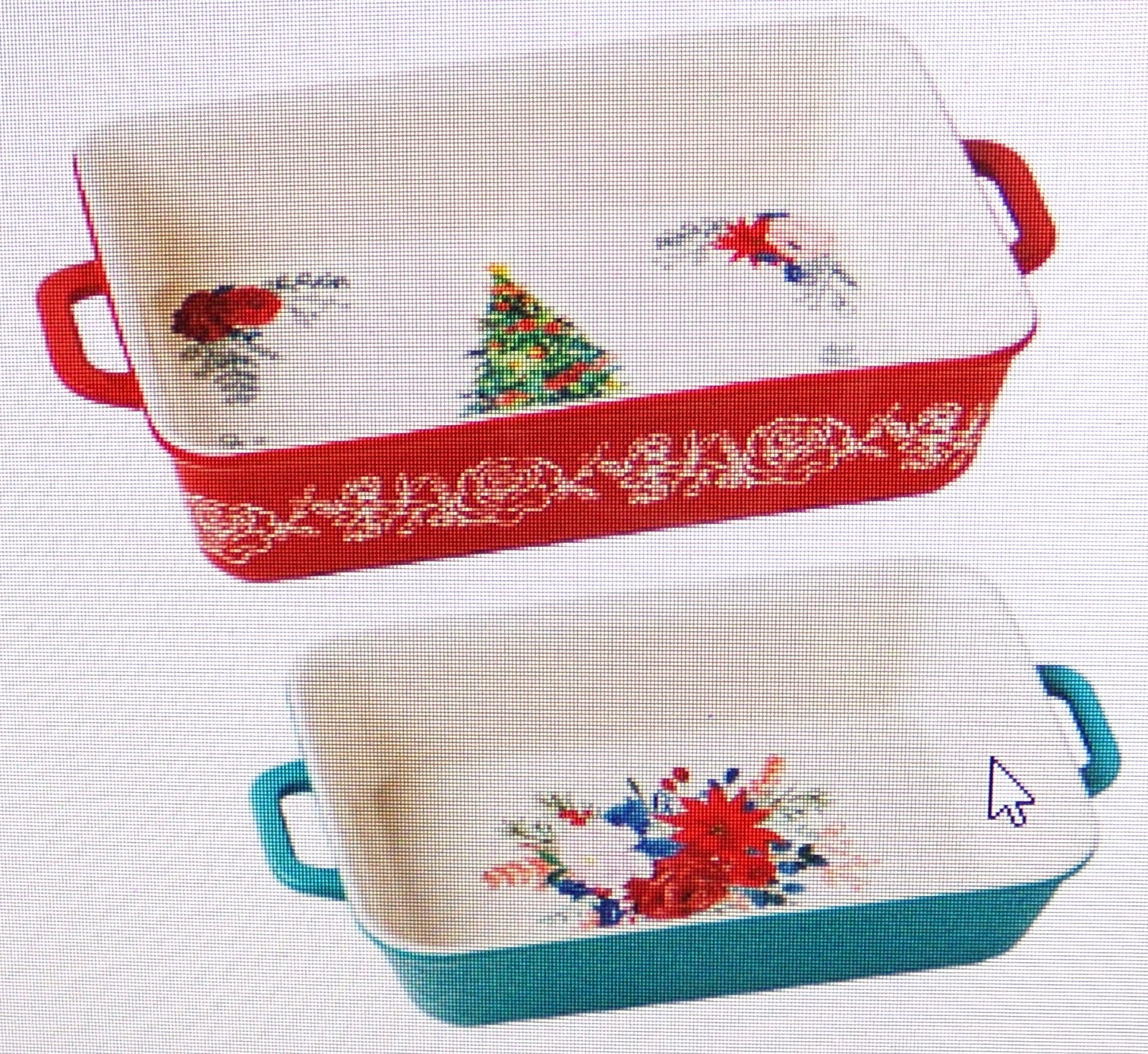 Pioneer Woman Wishful Winter 2-Pc Rectangular Ceramic Baker Set 1 Large, 1 Small