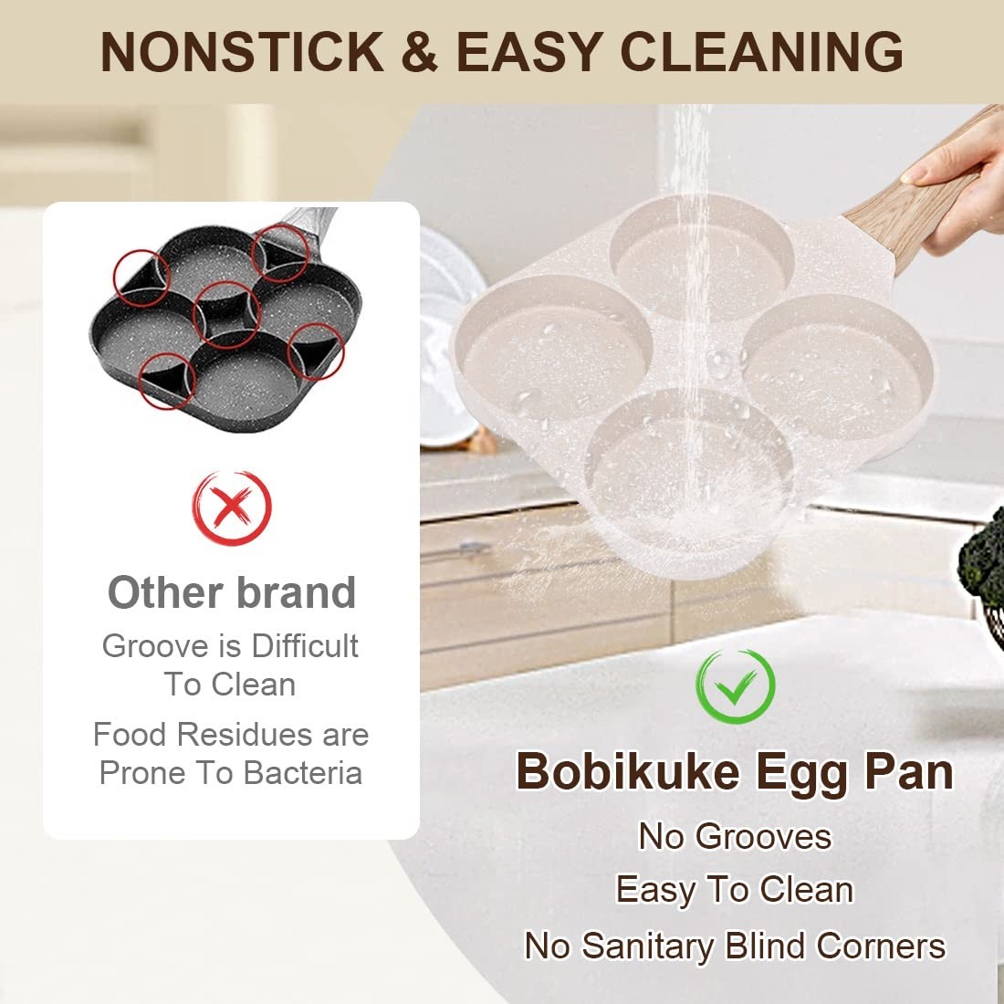 1 PC 4 Cup Nonstick Fried Egg Pan Mini Pancake Burger Maker Skillet White Tool
