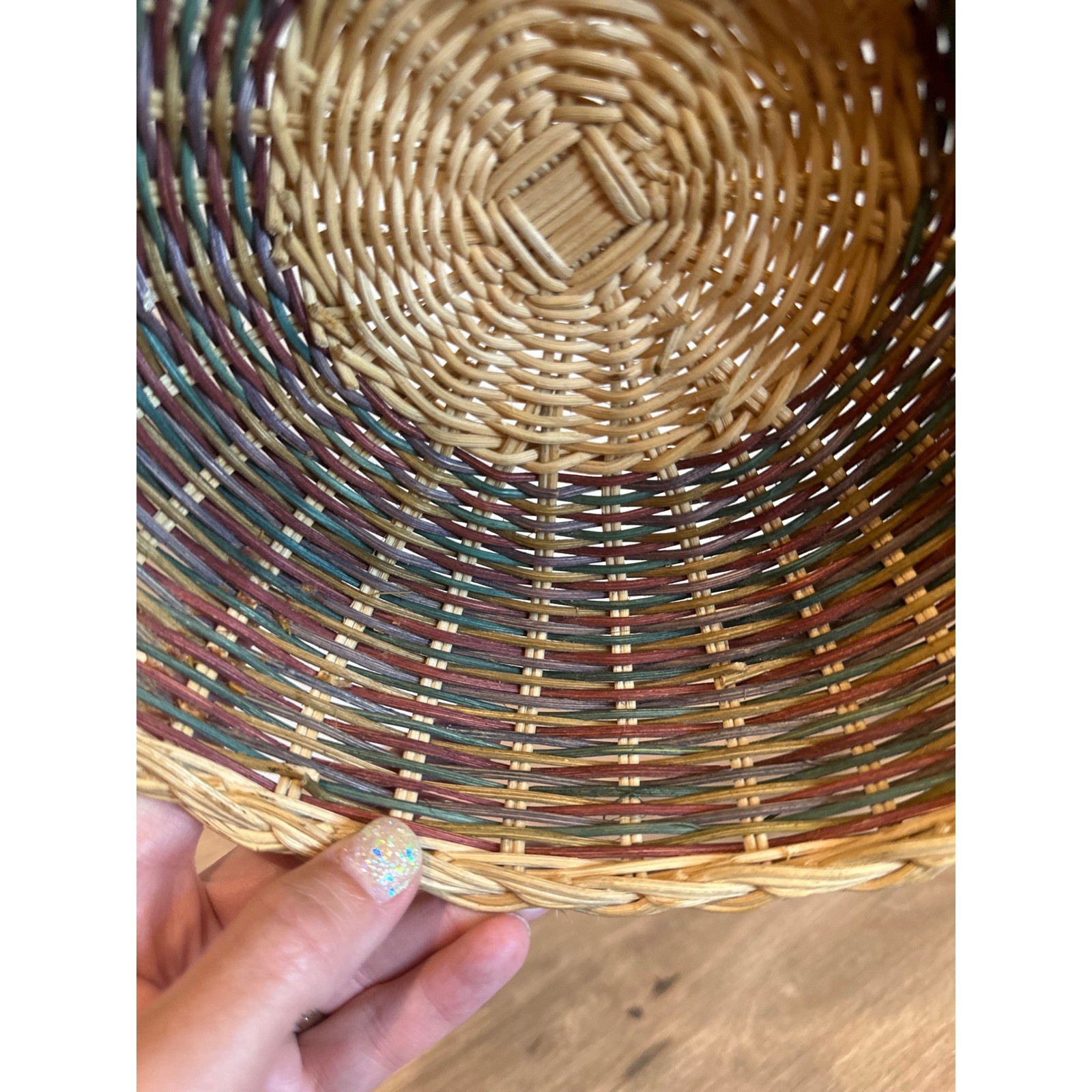 Wicker Casserole Basket Fits Pyrex 023 Multicolor 9 Inch Round Boho Cottage Farm