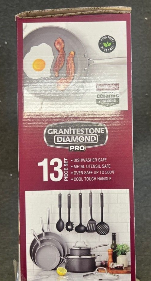 Granitestone Diamond PRO Non Stick Hard Anodized Aluminum 13 Pieces Cookware Set