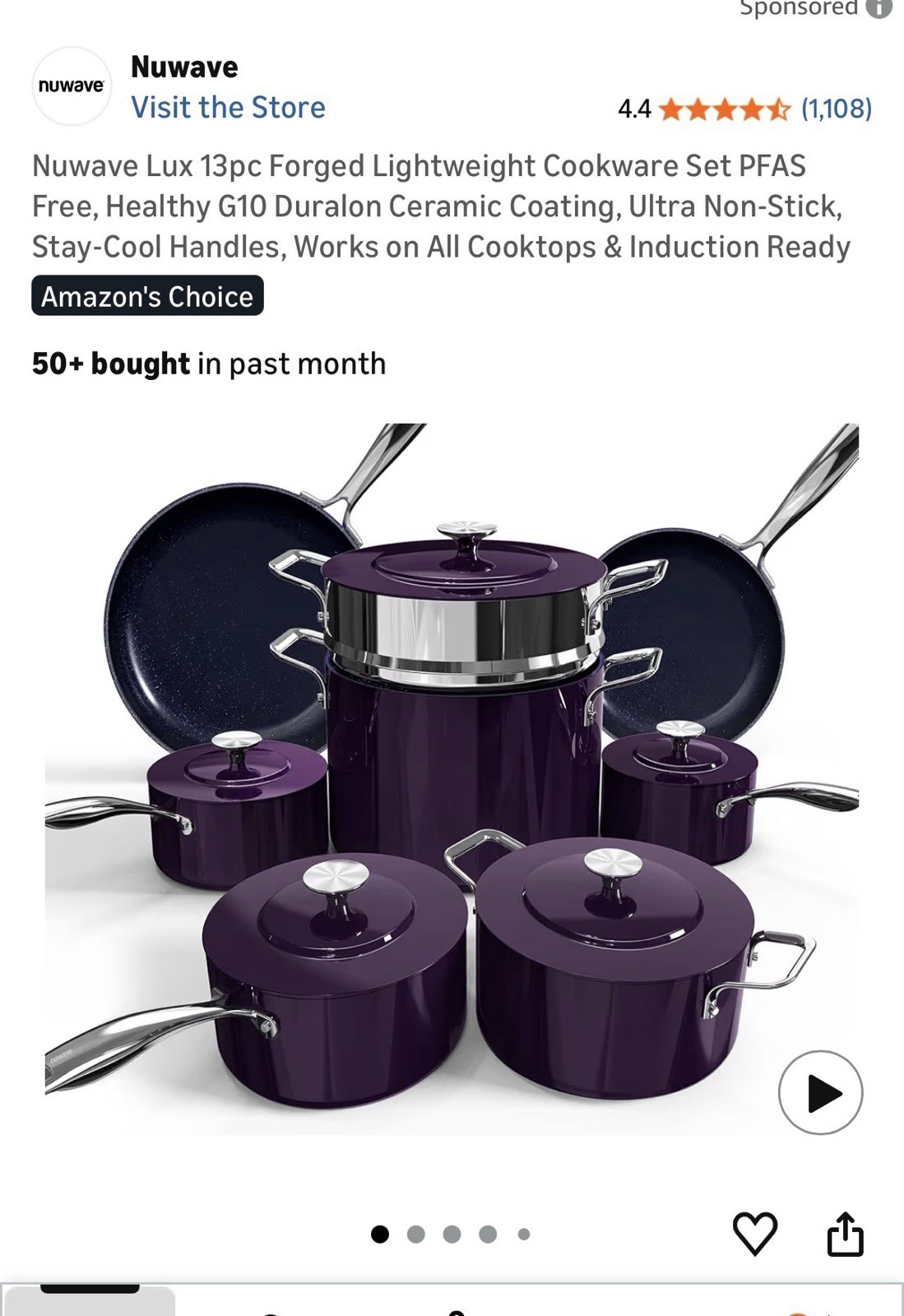 Nuwave Lux 13pc Forged Lightweight Cookware Set PFAS Free Healthy G10 Duralon