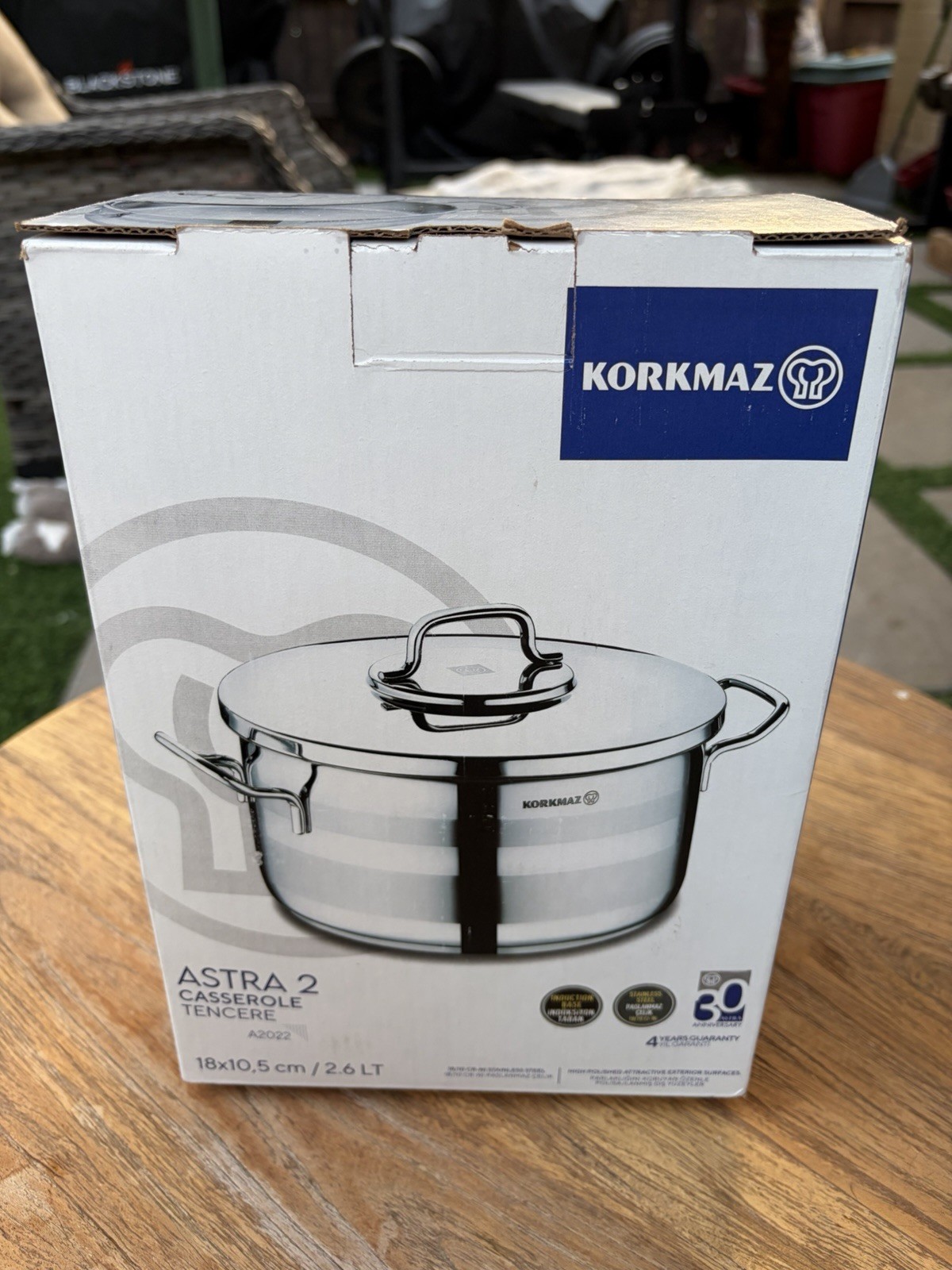 Korkmaz Astra 2 A2022 Stainless Steel Casserole Pan 18cm 2.6L Induction Lid