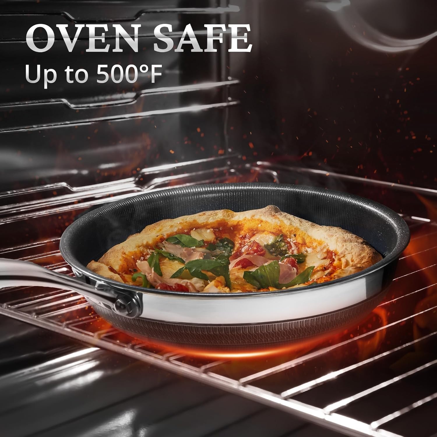 Nonstick Frying Pans with Lids, 8″, 10″, 12″ Titanium Ceramic Tri-Ply Stainless