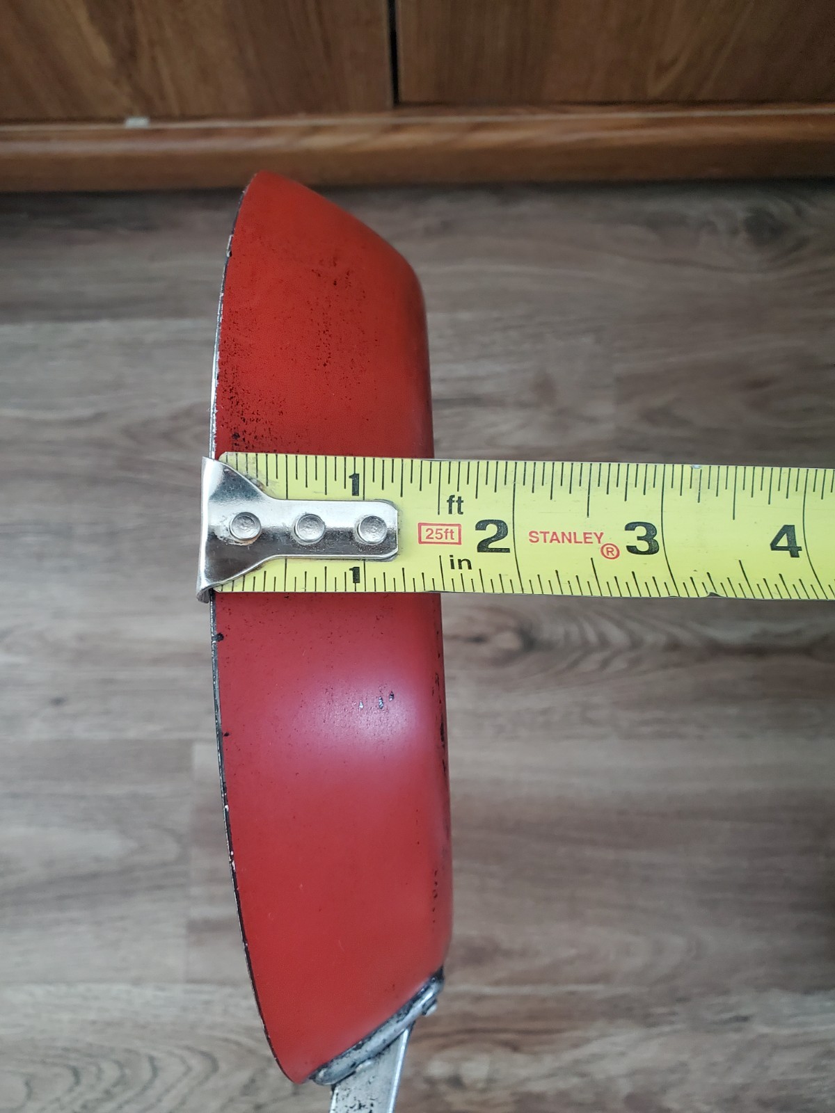 Vintage 70s T-Fal 9″ BIS Non-Stick Frying Pan Red Orange Made in France For USA