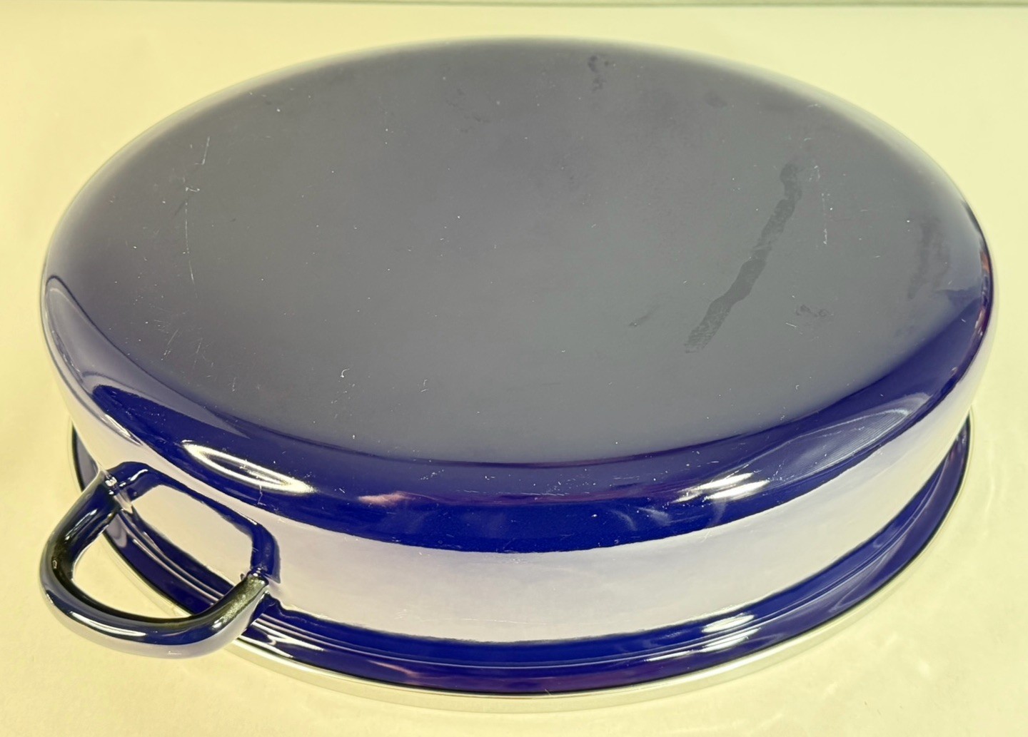 Chantal Enamel On Steel Blue Roaster Pan Dutch Oven Oval Dome w/ Glass Lid OV30