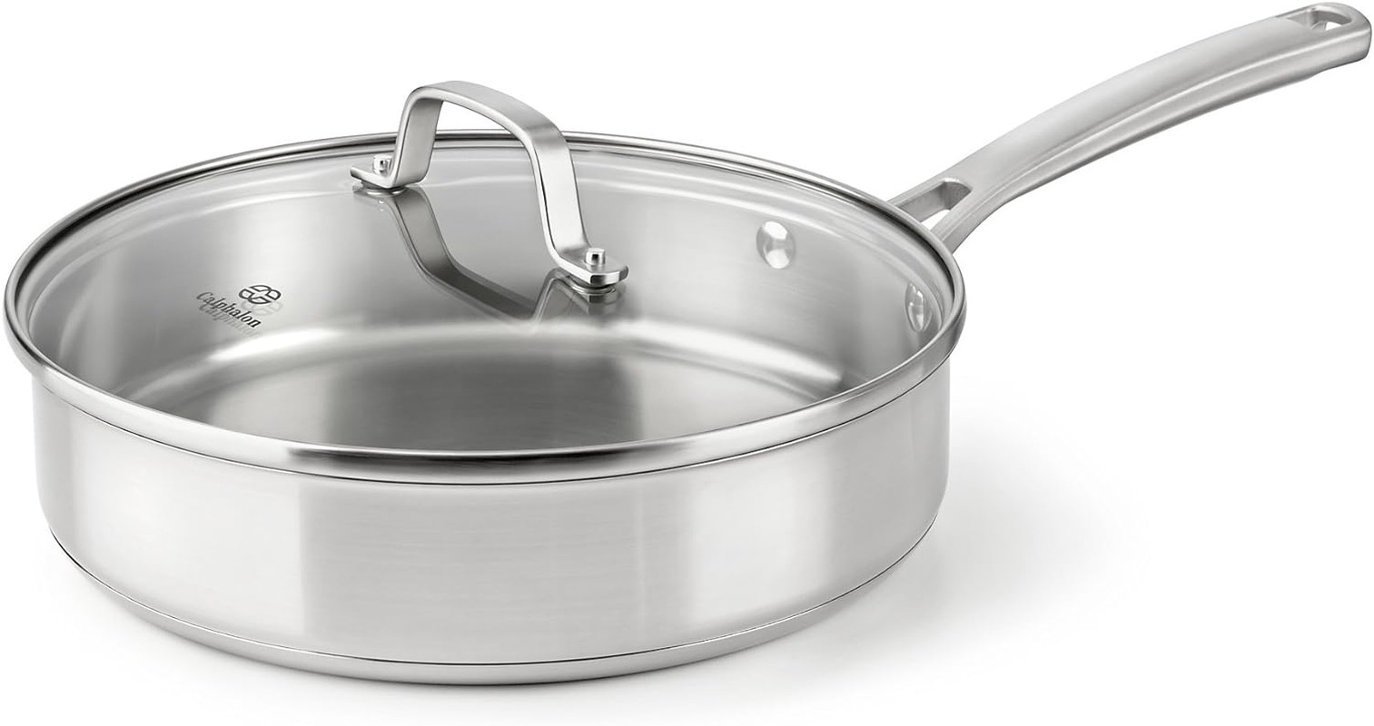 3Qt Classic Stainless Steel Saute Pan – Durable Silver Cookware