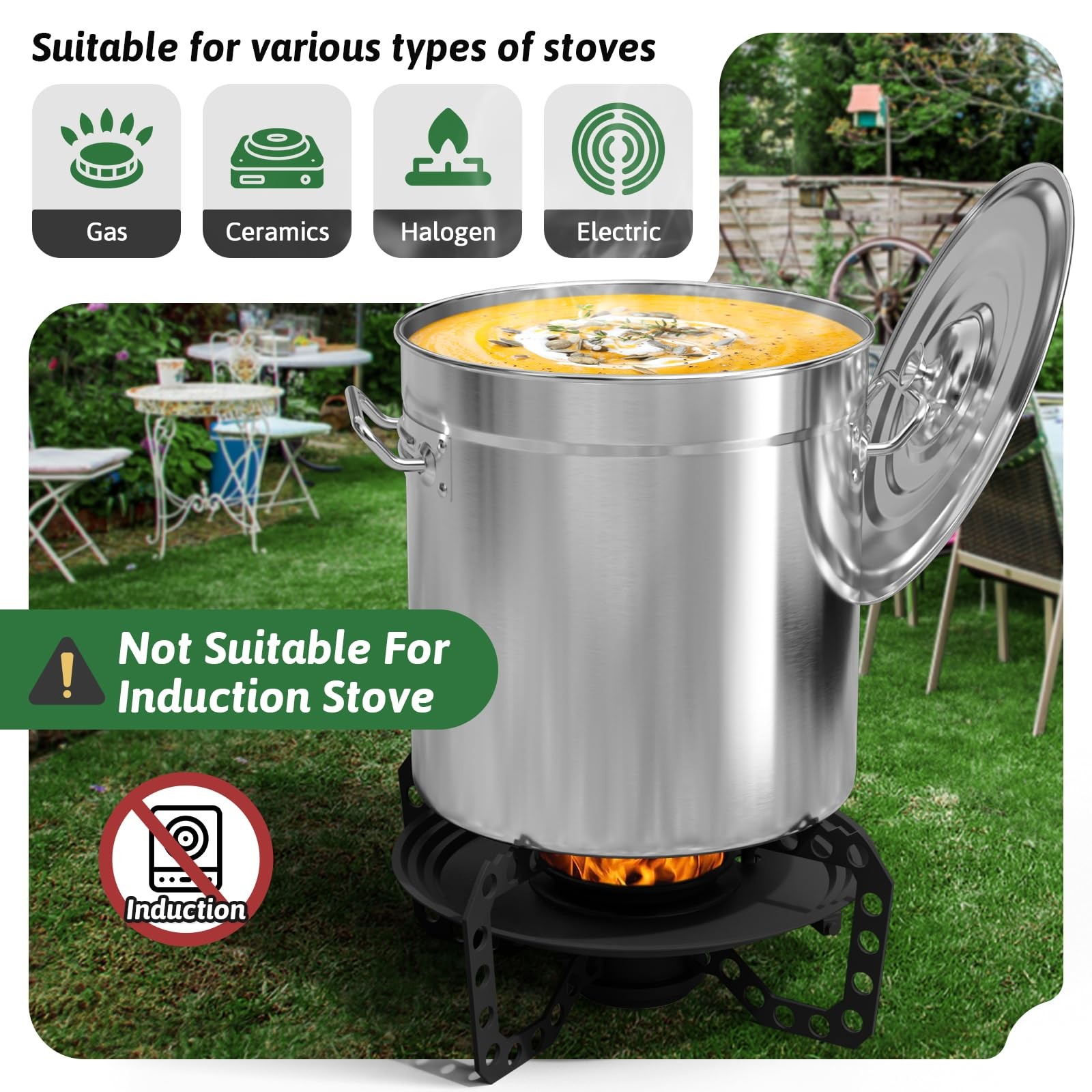 74-Quart Stainless Steel Seafood Boil Pot Lid,Crab, Lobster, Shrimp Boil Stock