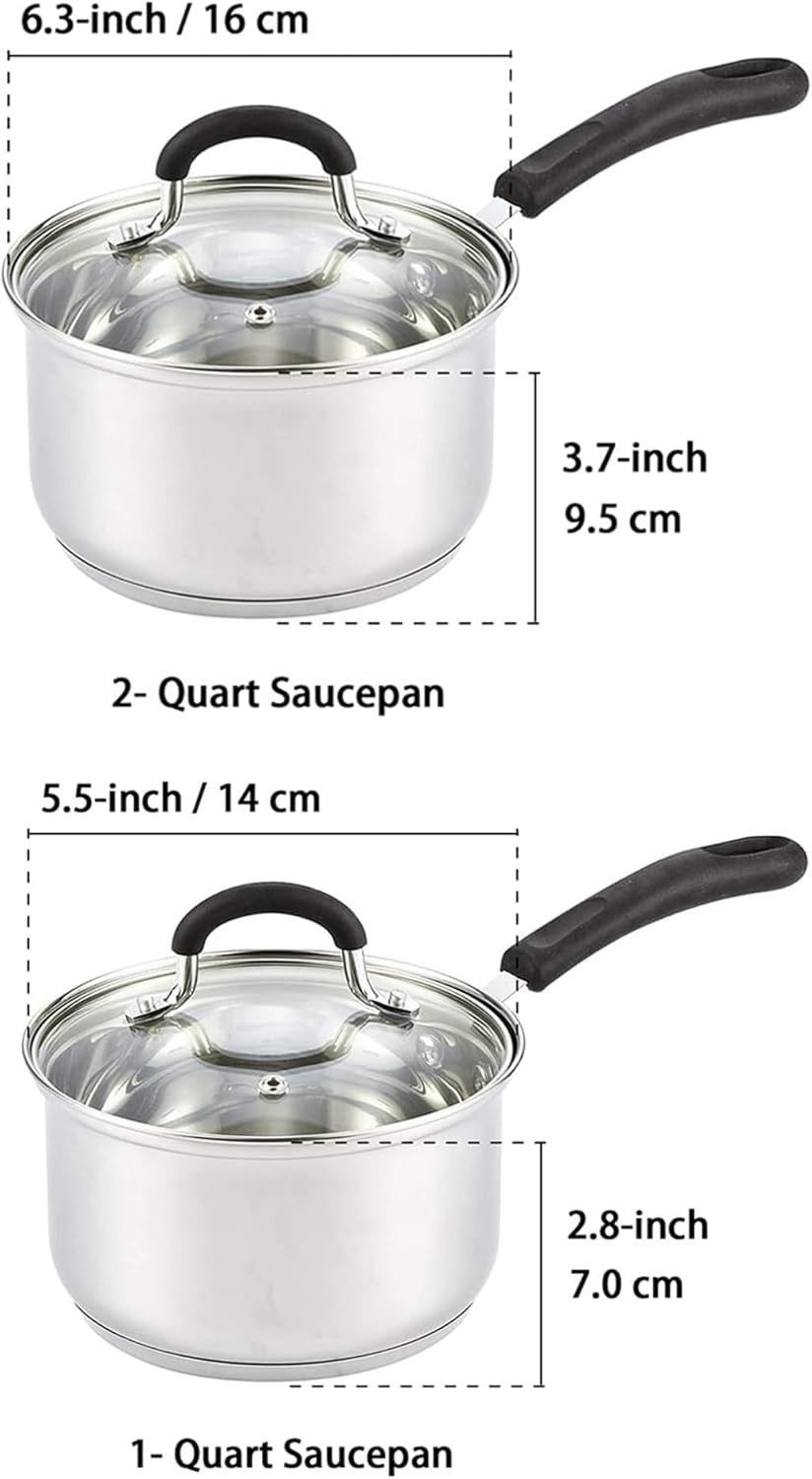 Elegant 1 & 2 Quart Stainless Steel Cookware Set – Induction & Dishwasher Safe