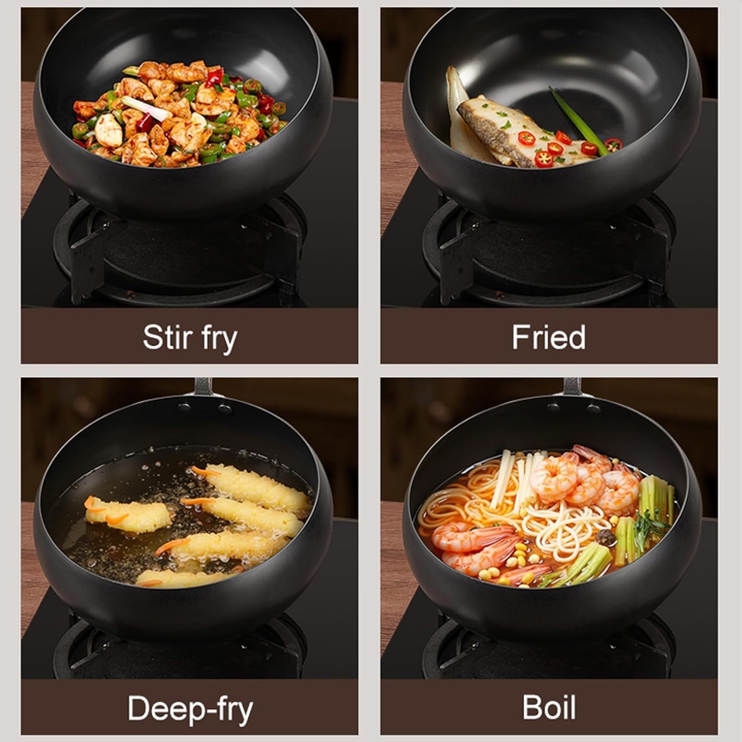 Durable Non-Chemical Coated 10.2 Inch Carbon Steel Wok – Ideal for Stir-Frying