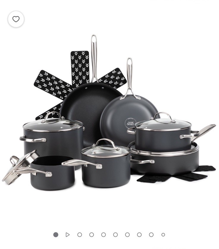 Thyme & Table 15-Piece Non-Stick Hard Anodized Cookware Set, Pots and Pans Set –