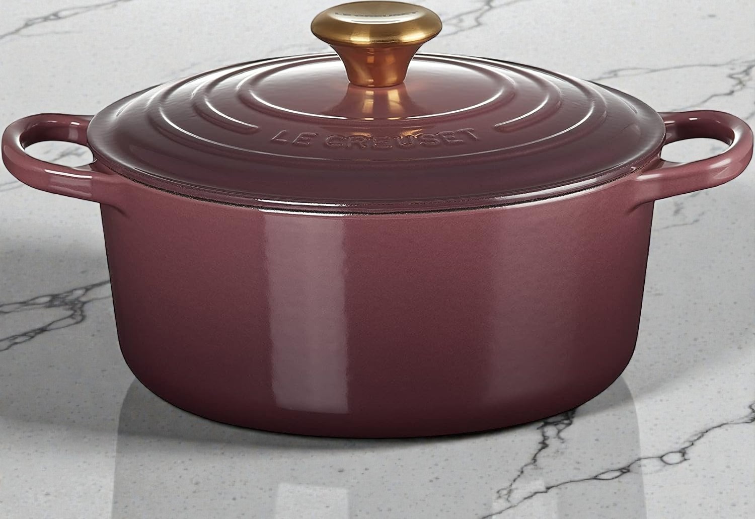 Le Creuset Cocotte 24cm 9.5in 4.5qt Fig Purple Silver knob Cast Iron Dutch oven