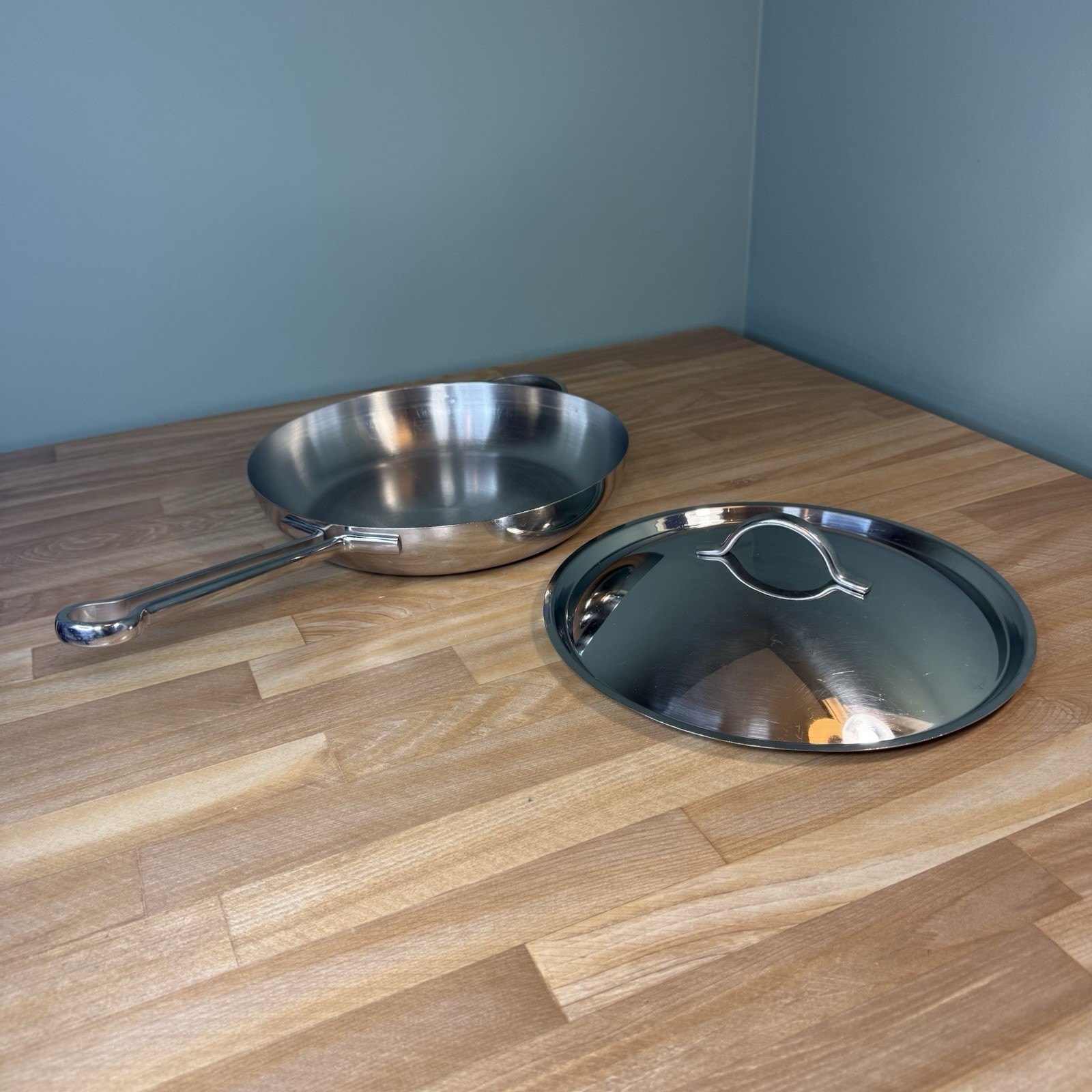 REVERE Pro Line 1801 Stainless 10″ Saute Fry Pan Skillet Copper Core 6760 w/ Lid