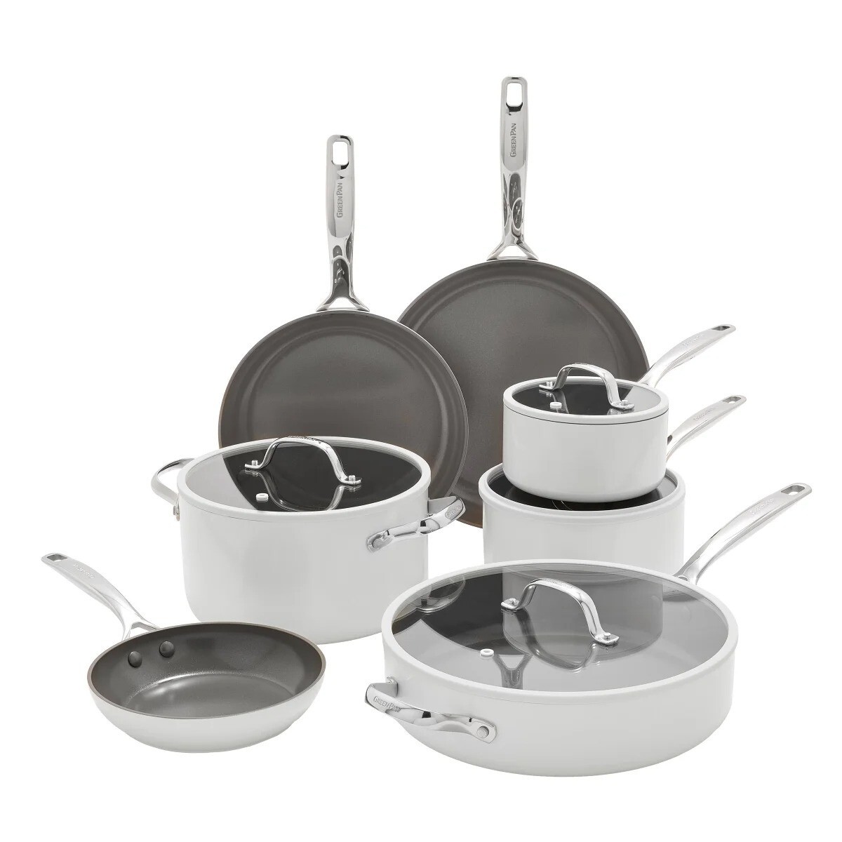 GreenPan Eras Ceramic Non-Stick 11-piece Cookware Set White
