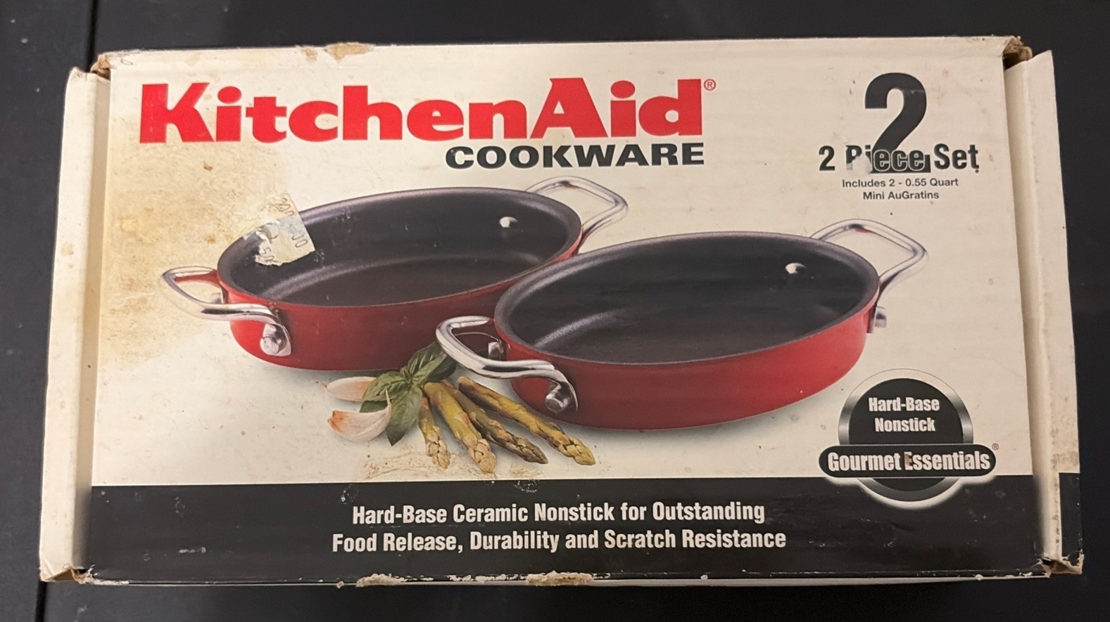 KitchenAid Cookware 0.55 Qt. Mini AuGratins 2 Piece Set #15283 Red In Box