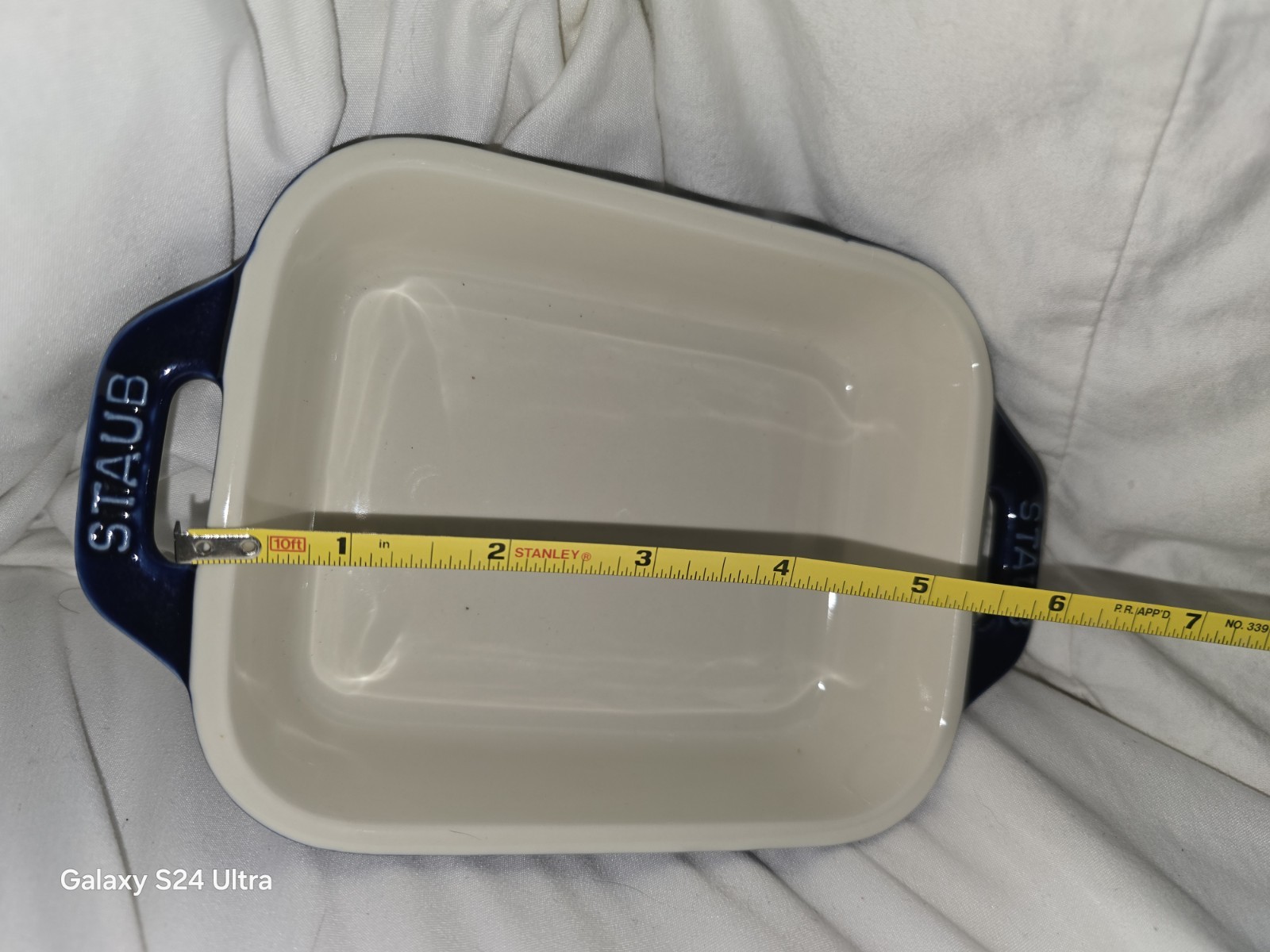 Staub Small Dark Blue CeramicMini Baking Casserole Gratin Handled Dish 6″ X 5″