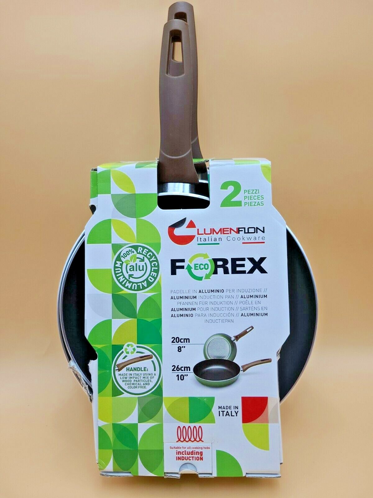 Lumenflon by Sedona Nonstick Cookware ECO Aluminum 2-Pc Fry Pan Set 8″ 10″ Italy