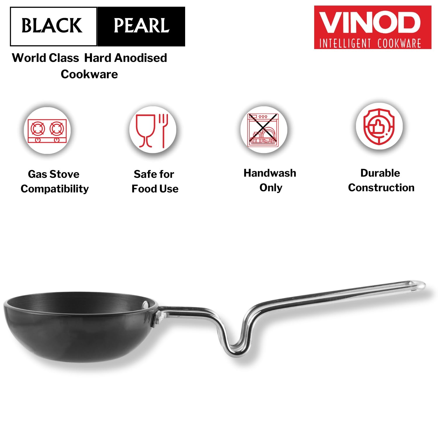 Large 3.25mm Thick Hard Anodized Tadka Pan Stainless Steel Kitchen Tools