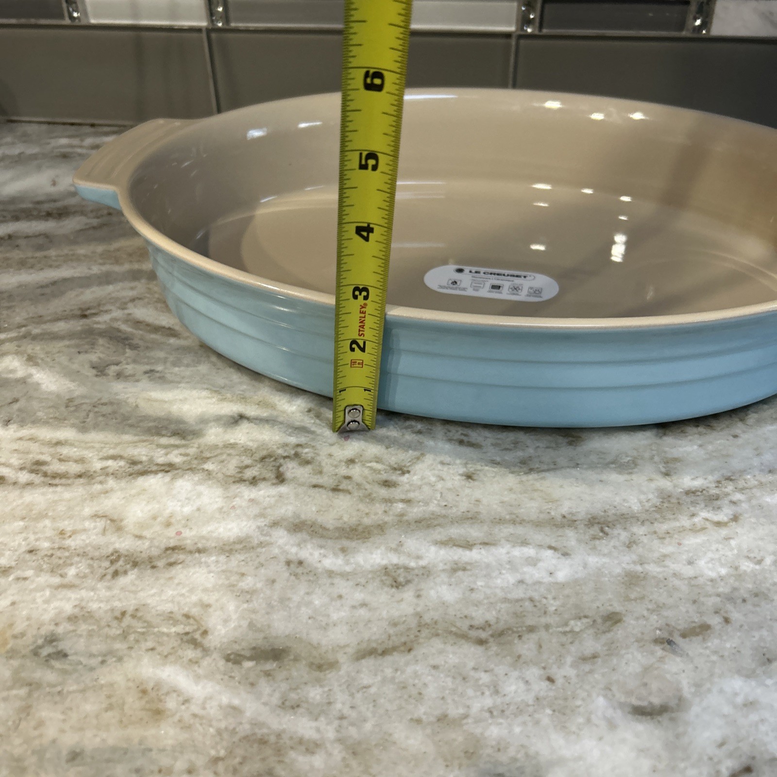 Le Creuset 36 cm Oval Sky Blue Large Casserole Baking Dish New Holiday 16”