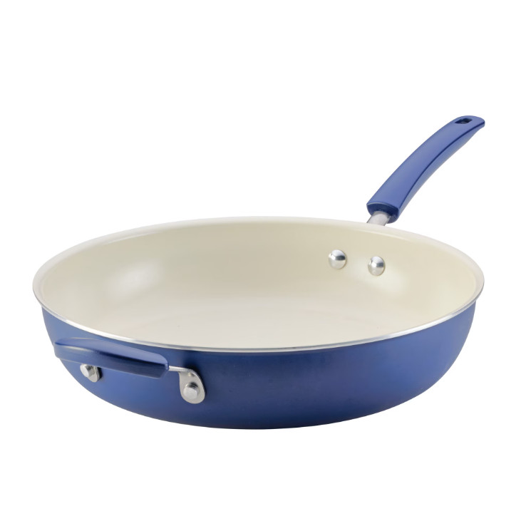 12.5 Inch Ceramic Nonstick Frying Pan Skillet Handle Dishwasher Safe Blue
