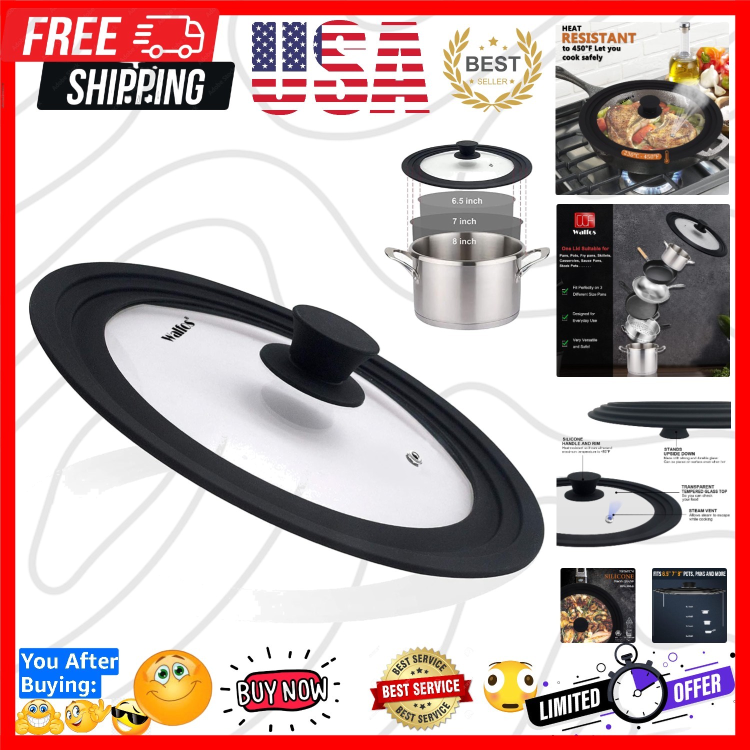 Universal Lid for Pots, Pans and Skillets & Frying Pan – Small Pan lids Fits …