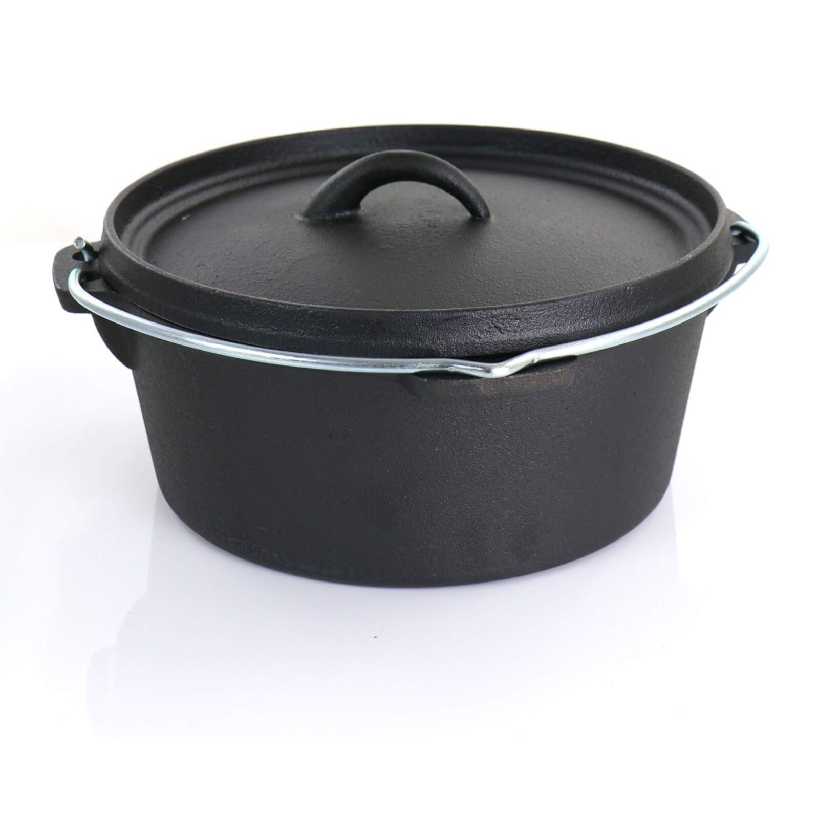 Megachef 5 Piece Pre-Seasoned Cast Iron Kitchen Cookware Set W/Pot & Pan, Black
