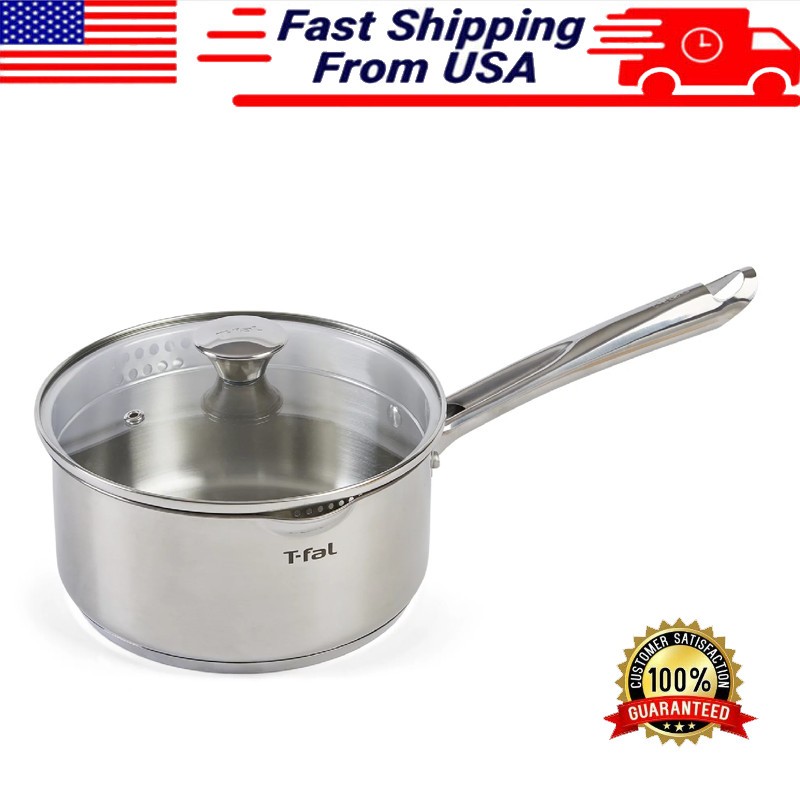 3 Qt Sauce Pan Milk Pot Stainless Steel Cookware W/ Pour Spouts Straining Lids