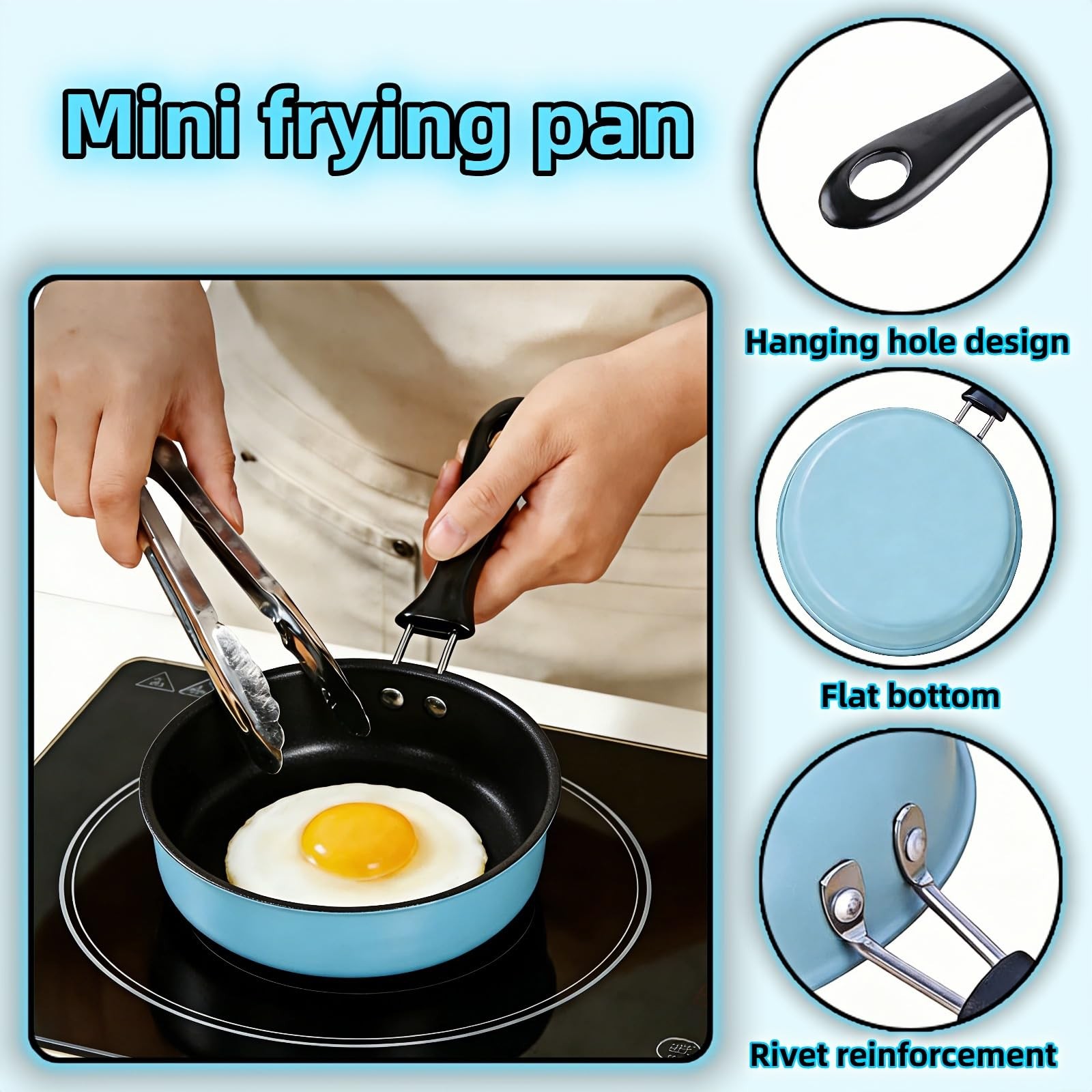 Mini Frying Pan 4.7 Inch Non-Stick Egg Pan for Gas, Induction, Electric Stove