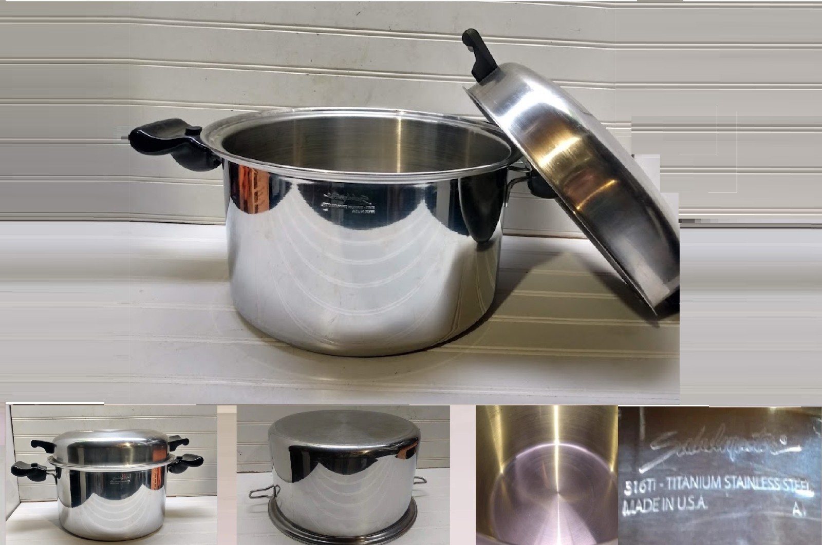 Saladmaster Stockpot 14 Qt 316Ti Titanium Stainless Dutch Oven Fry Saute Pan Lid