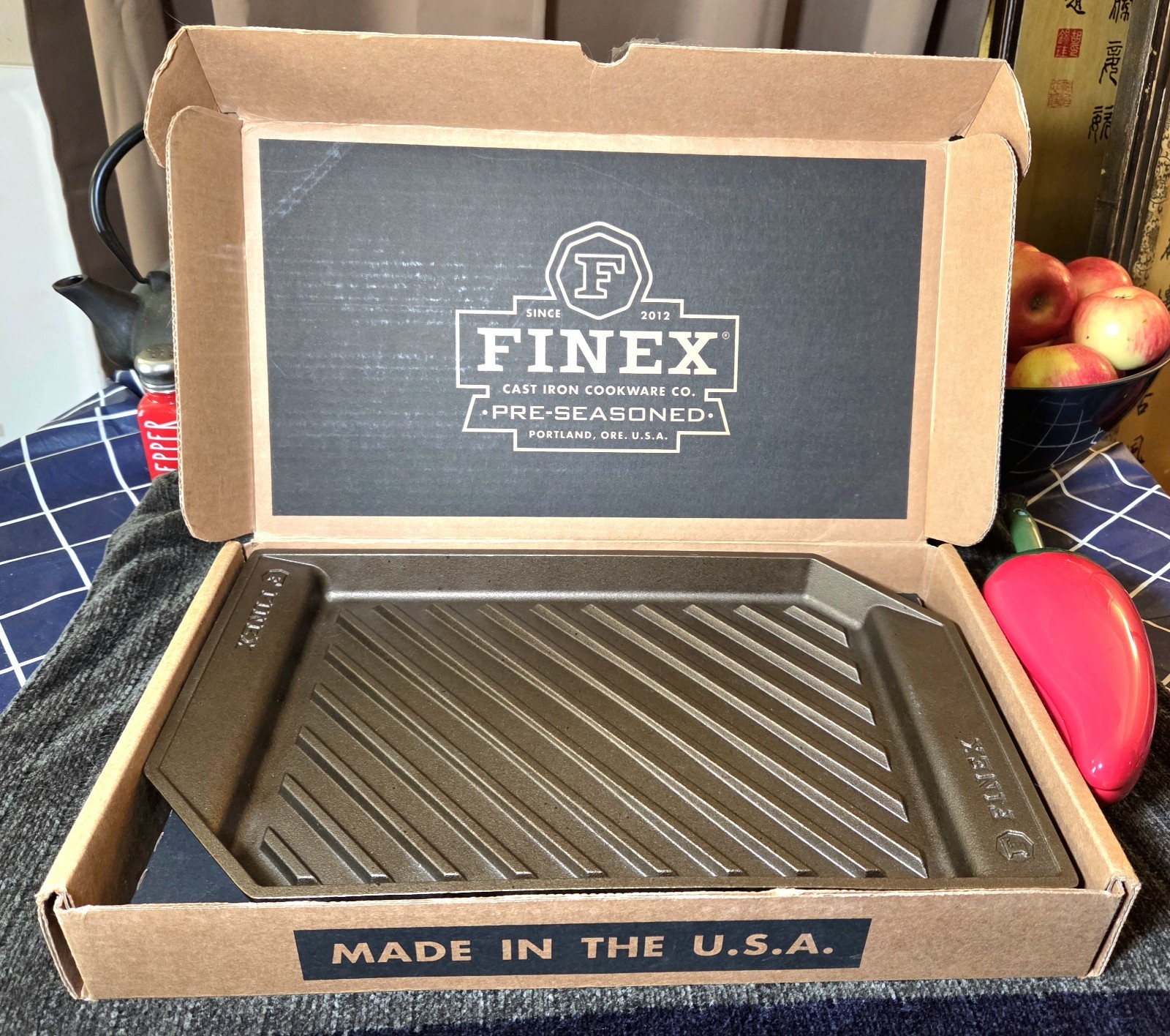 FINEX Cast Iron Cookware 15″ Lean Grill Pan