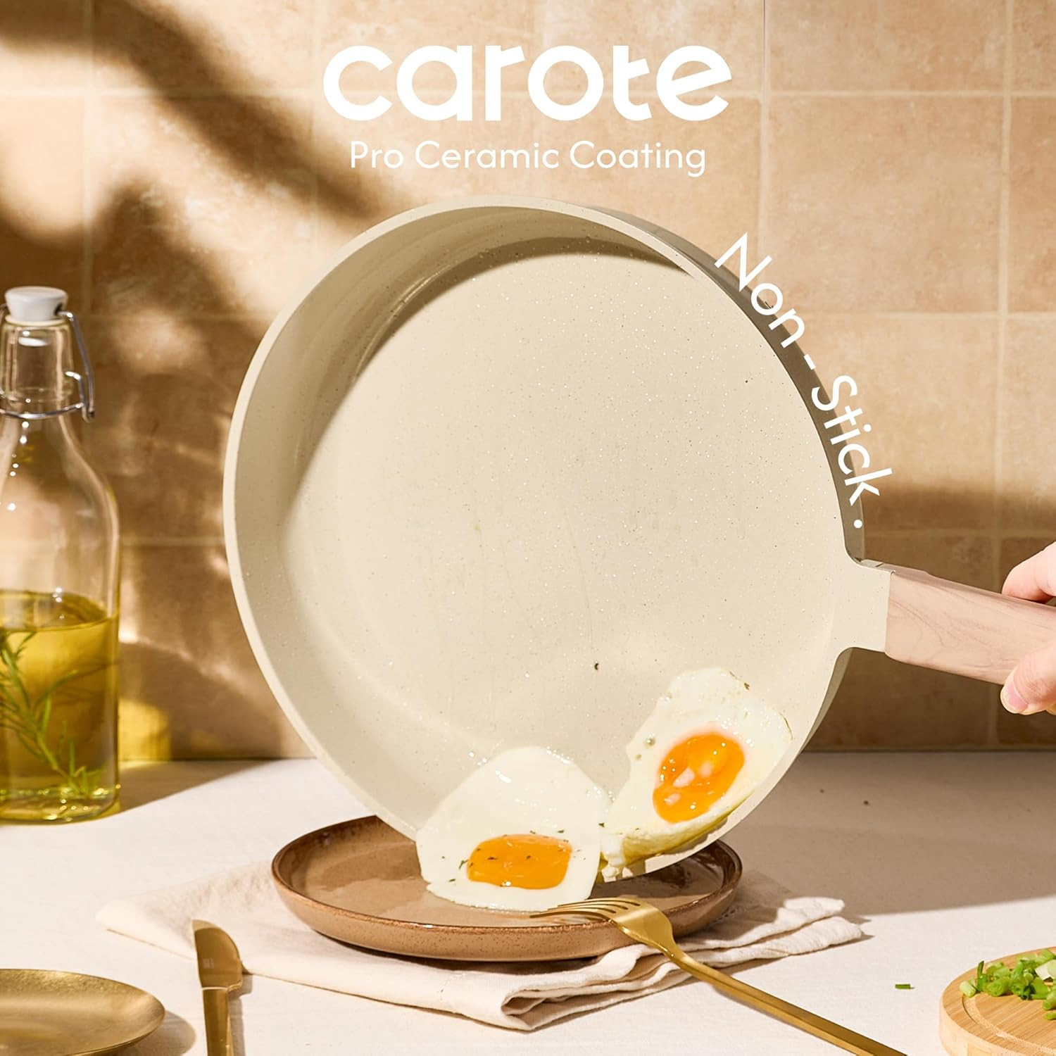 10″ Frying Pan Set, Ceramic Frying Pan, Non-Toxic PTFE & PFOA Free Fry Pan & Ome