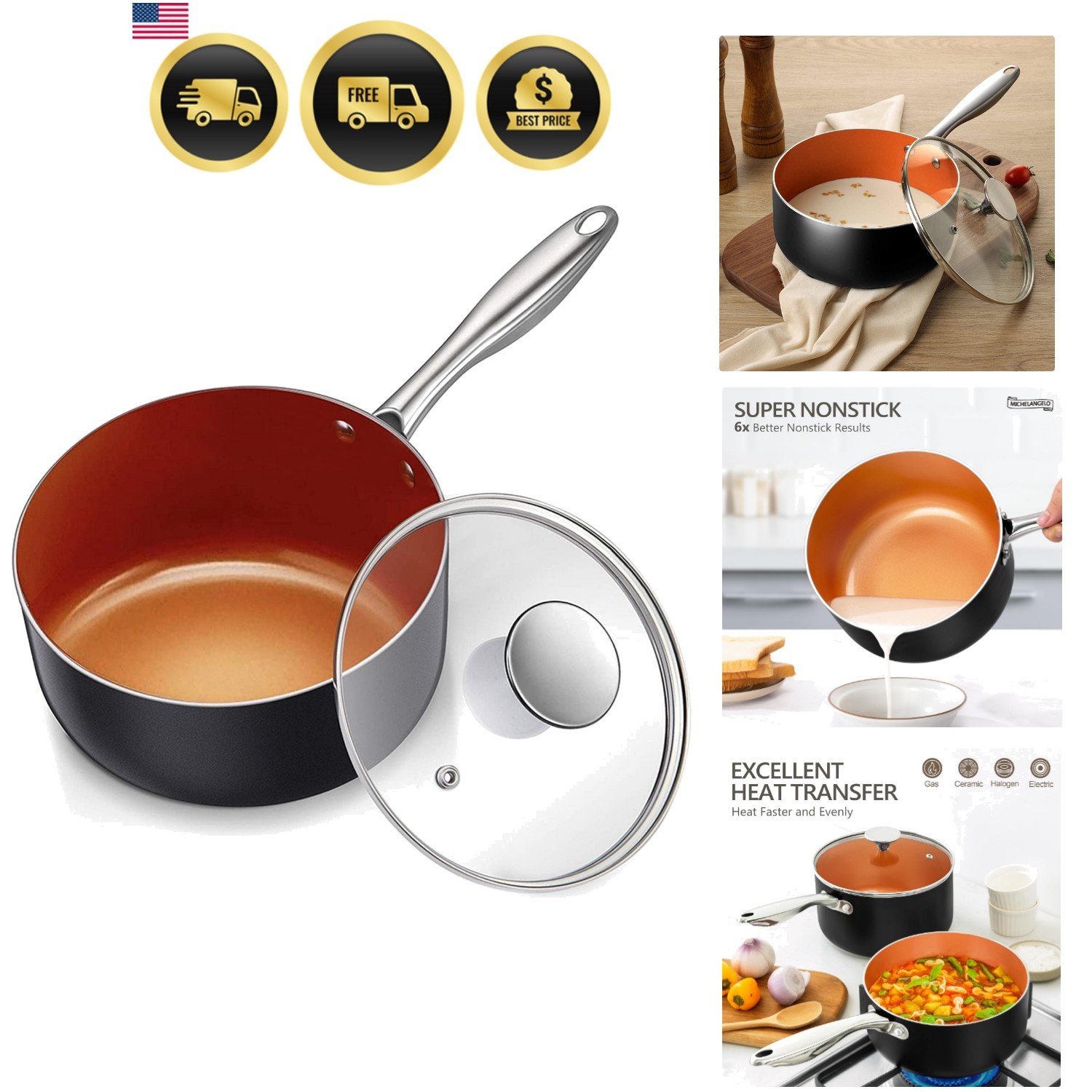 Sauce Pan with Lid, Ultra Nonstick 3 Qt Saucepan with Lid, 3 Quart Non Stick …