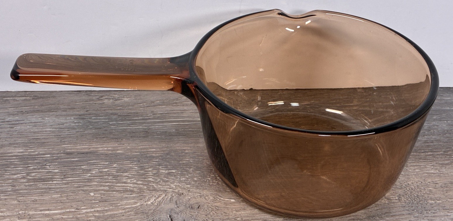 Vision Corning Ware Glass 1 Liter Saucepan Pot Pour Spout USA No Lid
