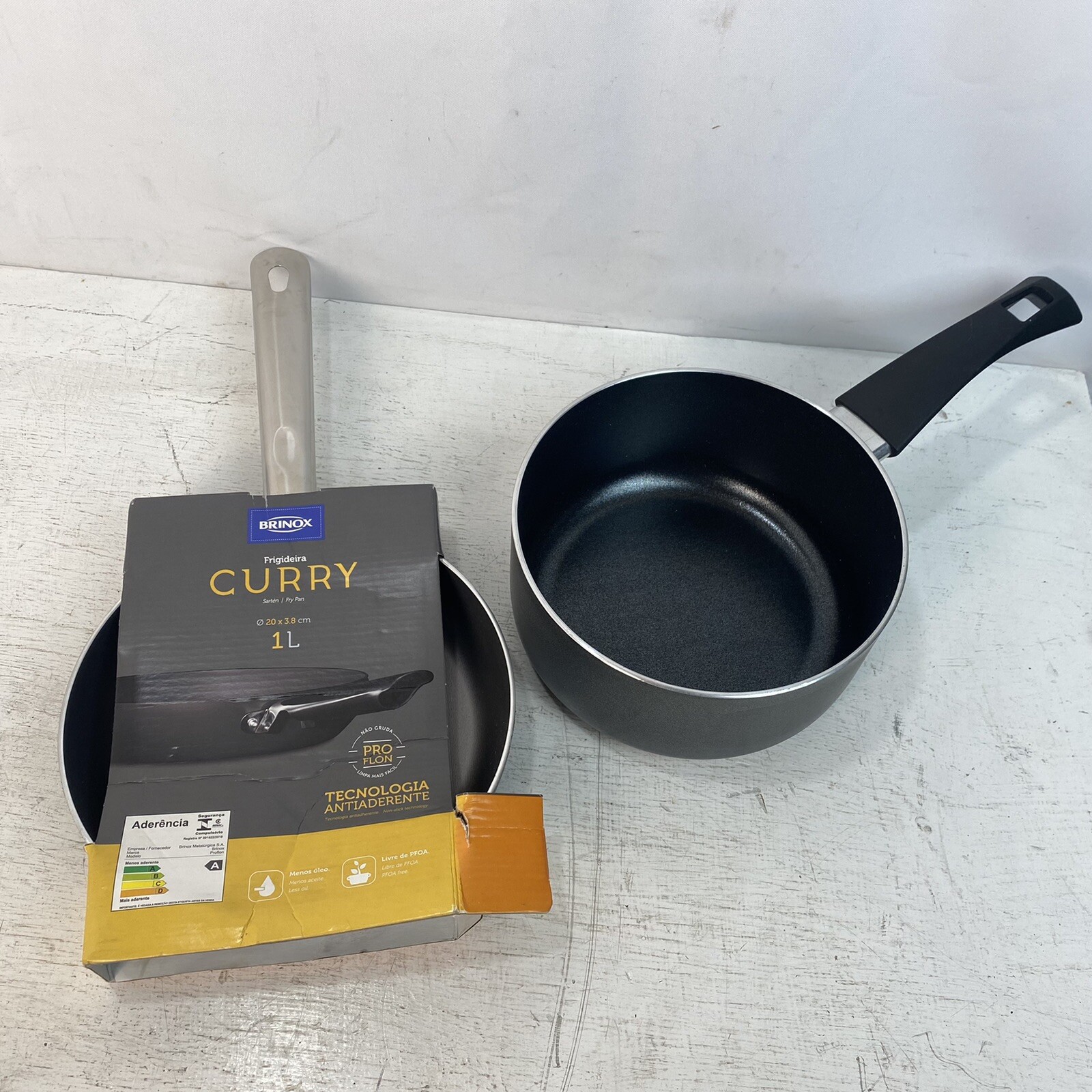 2 Piece Brinox 8 inch 1L Nonstick Frying Pan and 7 Inch 2L Pot. Made in Brazil