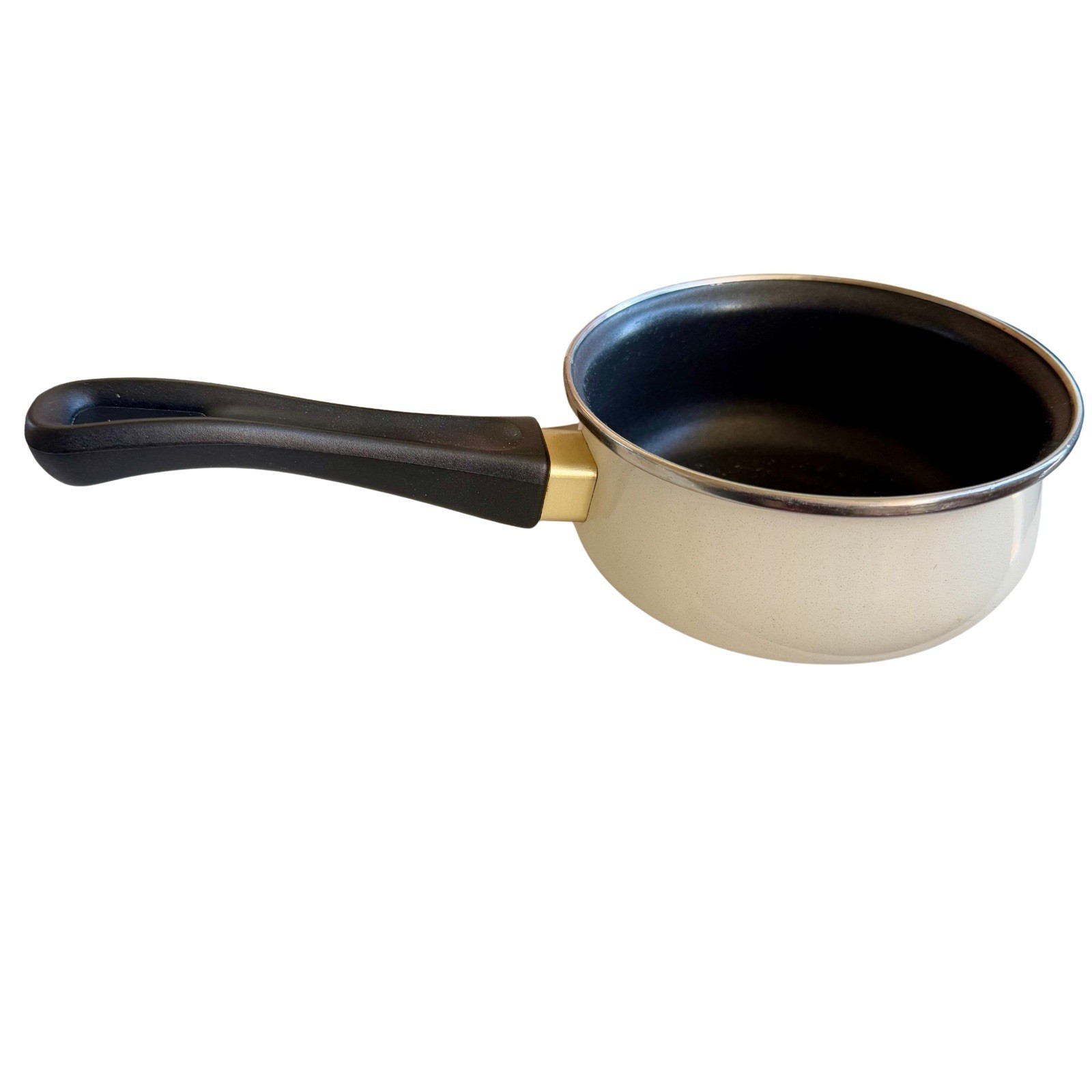 Vintage Encore 1 Qt Saucepan Non-Stick White Metal Gas/Electric Compatible