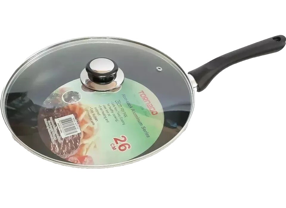 Aluminum Non Stick Fry Pan with lid 26cm (10.2 inches) Black brand new sturdy