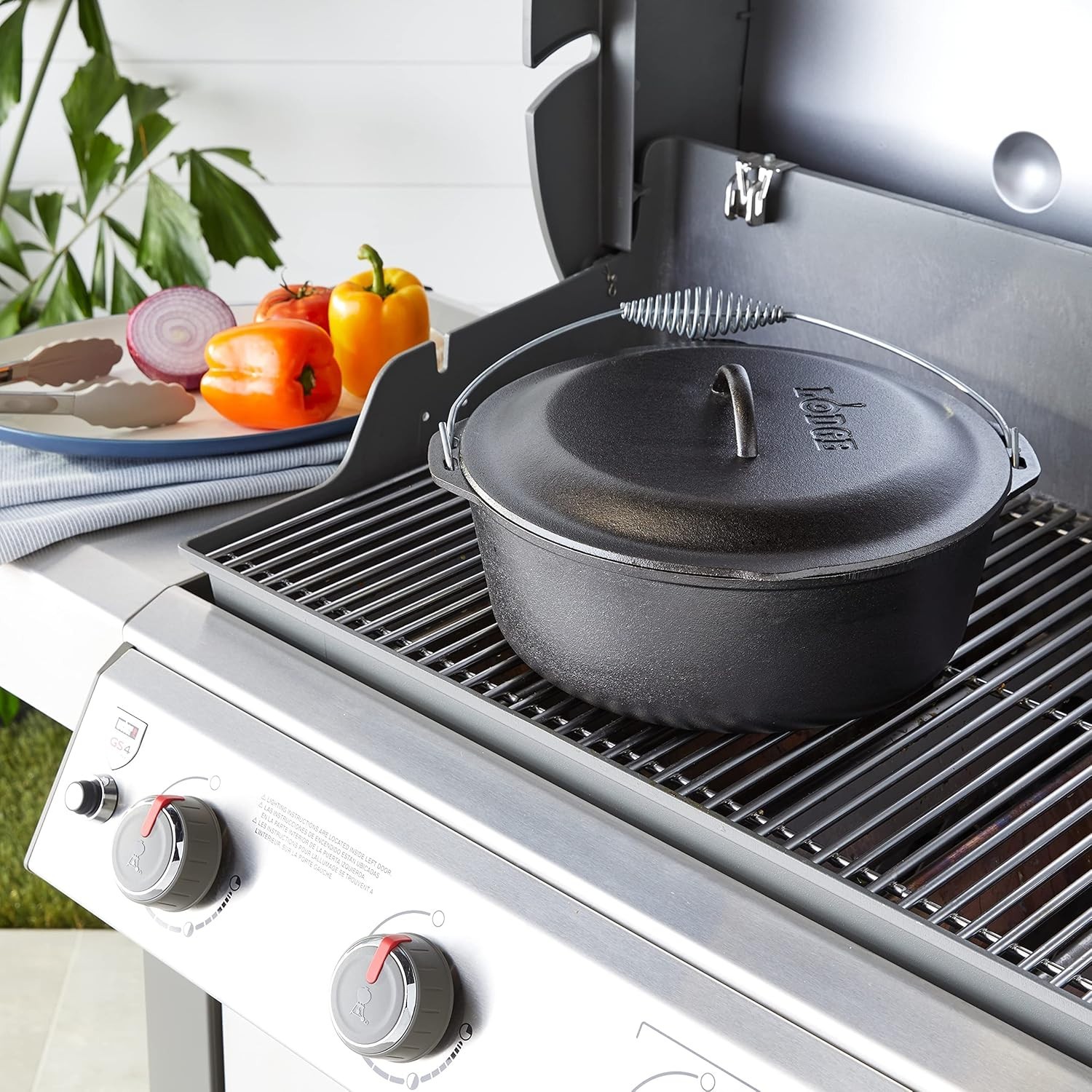 9 Quart Pre-Seasoned Cast Iron Dutch Oven with Lid, Wire Bail Handle, Black